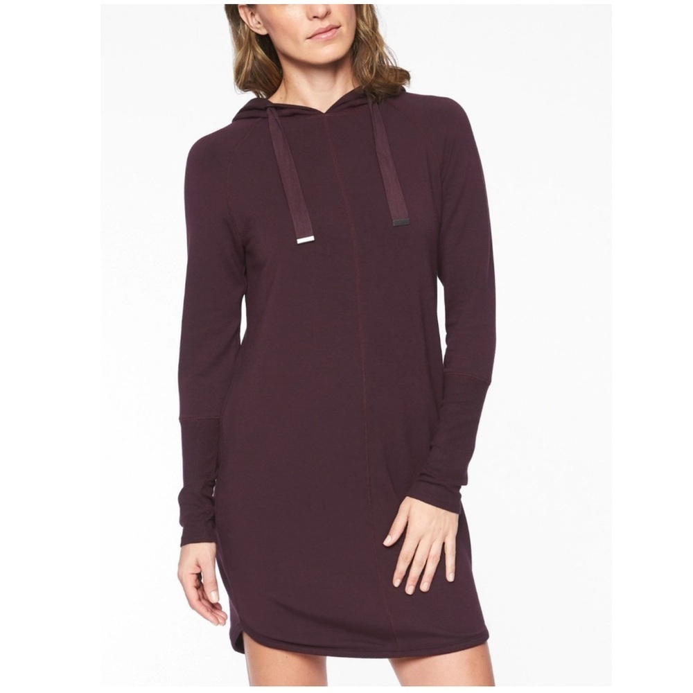 Athleta Solitude Hoodie sweatshirt dress purple burgundy XS